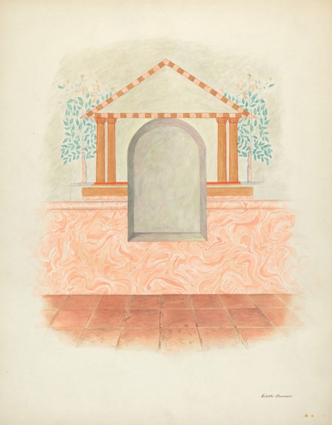 Wall Painting: Restoration Drawing, 1940. Creator: Edith Towner.