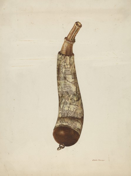 Powder Horn, c. 1940. Creator: Edith Towner.