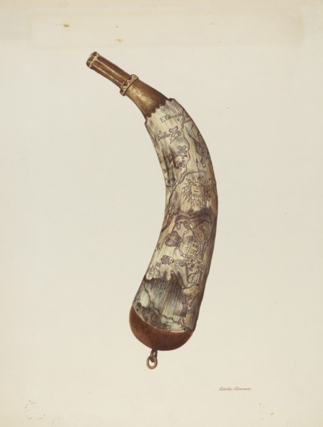 Powder Horn, c. 1940. Creator: Edith Towner.