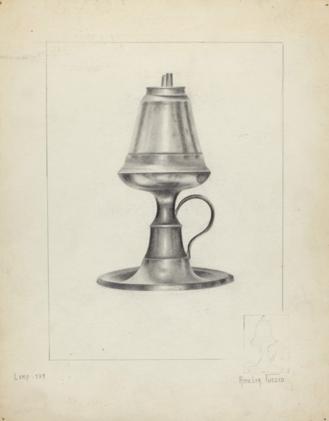 Camphene Lamp, 1935/1942. Creator: Amelia Tuccio.