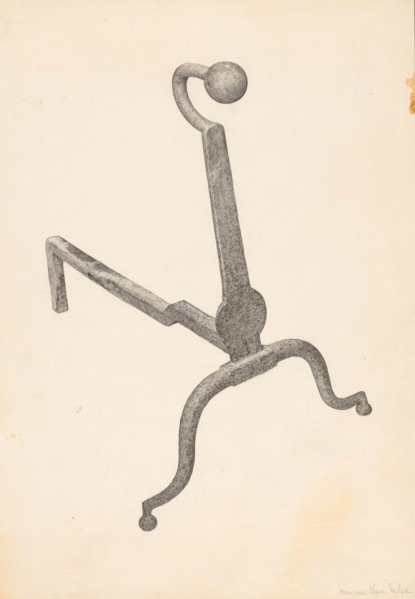 Andiron (one of pair), c. 1938. Creator: Maurice Van Felix.