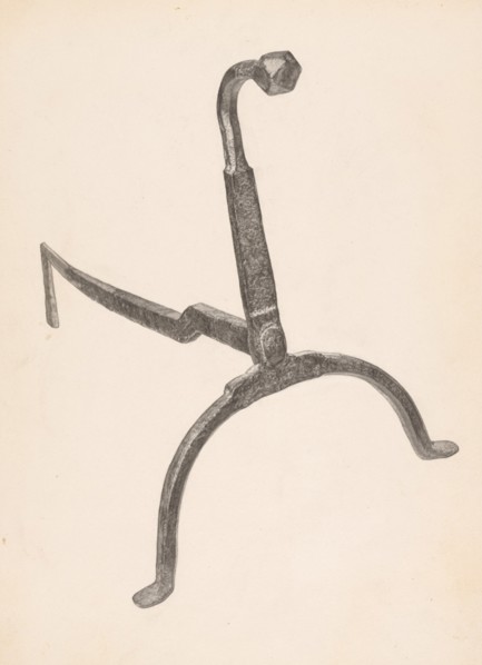 Andiron (one of pair), c. 1938. Creator: Maurice Van Felix.