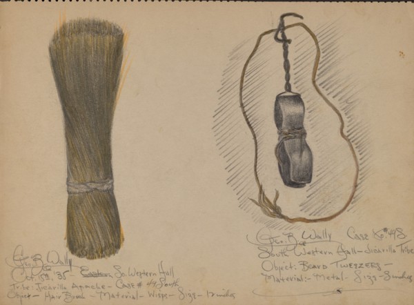 Hairbrush and Beard Tweezers, 1935. Creator: George B. Wally.