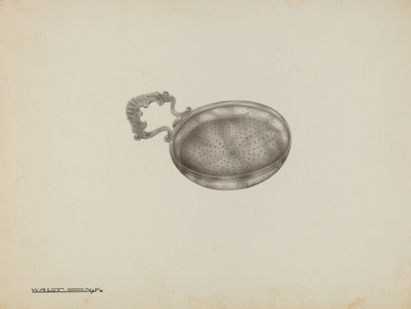 Silver Lemon Strainer, c. 1939. Creator: Kalamian Walton.