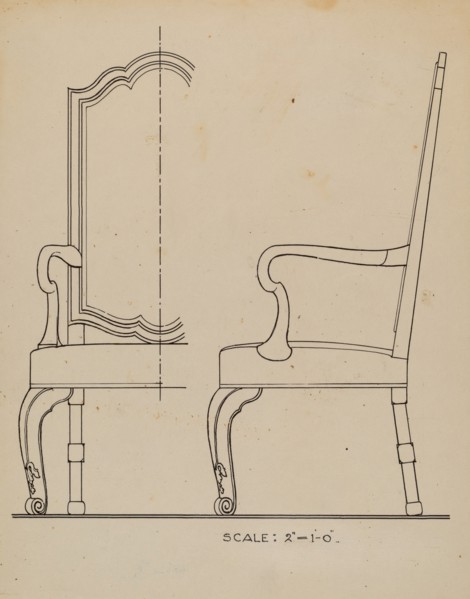 Walnut Armchair, c. 1936. Creator: Simon Weiss.