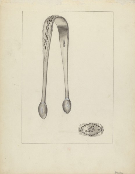 Silver Sugar Tongs, 1935/1942. Creator: Anthony Zuccarello.