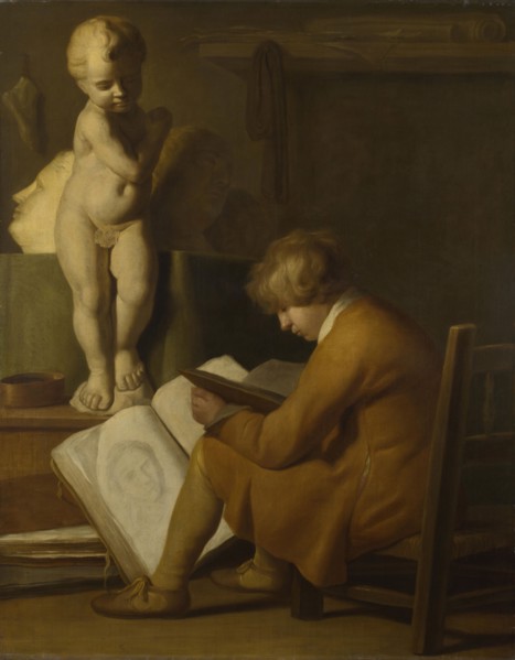 A Boy Seated Drawing. Creator: Vaillant, Wallerant, (after) (1623-1677).