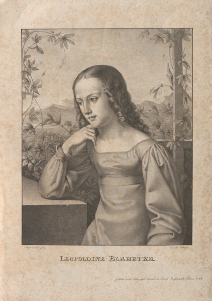 Portrait of the pianist and composer Leopoldine Blahetka (1809-1885), c. 1830. Creator: Kupelwieser, Leopold (1796-1862).