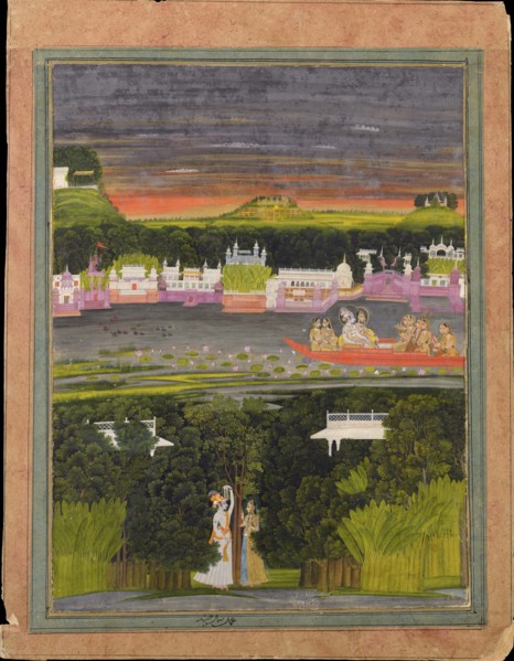 Radha and Krishna in the boat of love, 1755. Creator: Anonymous.