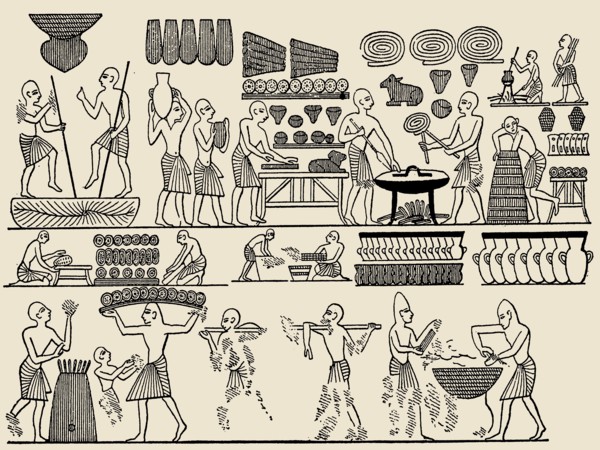 Bread making. From the tomb of Pharaoh Ramesses III in the Valley of the Kings, 1837. Creator: Wilkinson, Sir John Gardner (1797-1875).