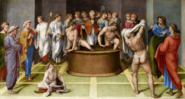 Saint Augustine Baptizes the Cathechumens, 1516-1517. Creator: Genga, Gerolamo (1476-1551).