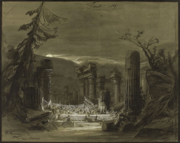 Stage design for the opera Faust by Ch. Gounod, 1865. Creator: Chaperon, Philippe (1823-1906).
