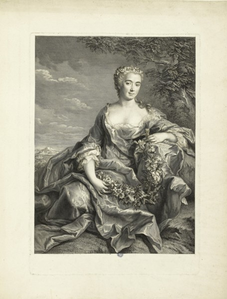 Portrait of the opera singer Marie Pélissier (1707-1749), First third of 18th cen. Creator: Daullé, Jean (1703-1763).