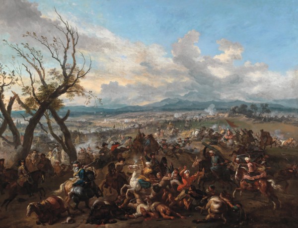 Prince Eugene of Savoy leading a charge near Belgrade during the Siege of 1717. Creator: Huchtenburgh, Jan van (1647-1733).