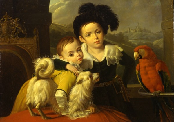 Portrait of Sergei and Pyotr Kolosov (Giraysky), 1819. Creator: Courteille, Nicolas, de (1768-after 1830).