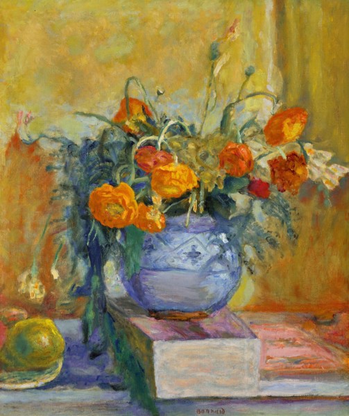 Renoncules au vase bleu, c. 1925. Creator: Bonnard, Pierre (1867-1947).