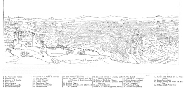 Large View of Rome [key], 1850. Creator: Walter George Mason.