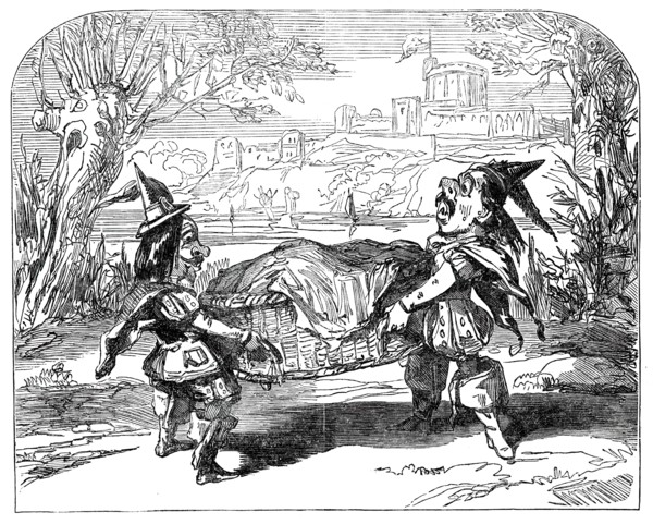 Scene from "The Merry Wives of Windsor; or, Harlequin and Sir John Falstaff, 1850. Creator: Unknown.