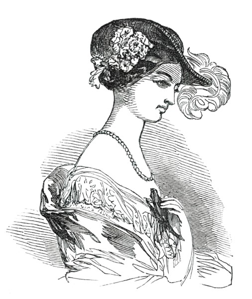 Fashions for May - Crinoline Hat, for Opera, &c., 1850. Creator: Unknown.