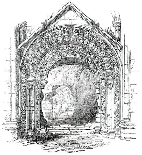 Glastonbury Abbey - North Door of St. Joseph's Chapel, 1850. Creator: Unknown.