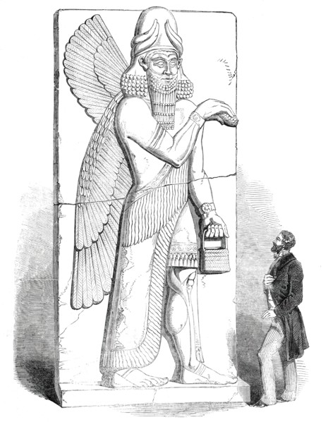 Nimroud Sculptures at the British Museum - Colossal Figure of Winged Man or Divinity, 1850. Creator: Unknown.
