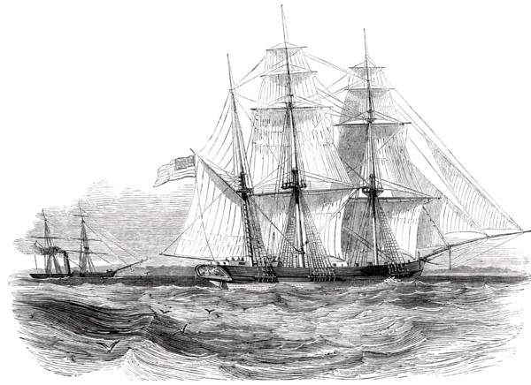 Capture of the "Anne D. Richardson" Slaver, by H.M. Steam-Frigate "Pluto", 1850. Creator: Unknown.