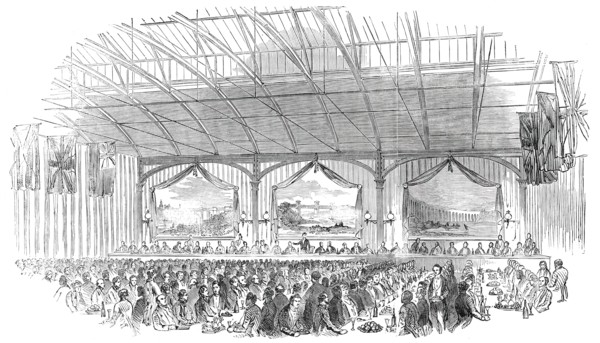 Public Dinner to Robert Stephenson, Esq., M.P., at Newcastle-Upon-Tyne, 1850. Creator: Unknown.
