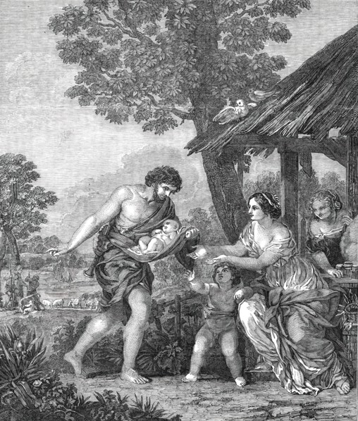 The Finding of Romulus and Remus - from the picture by Pietro da Cortona, 1850. Creator: Unknown.