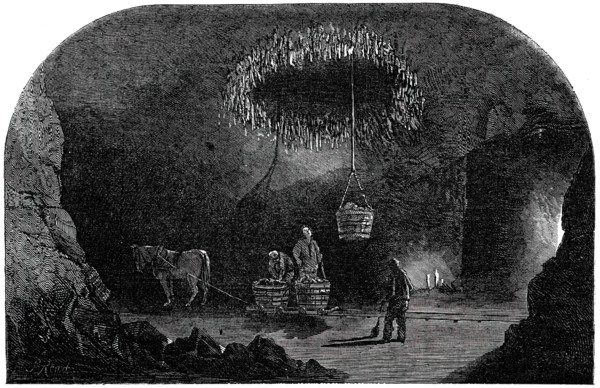 The Shaft - Descent of the Bucket, Marston Salt-Pit, 1850. Creator: S Read.