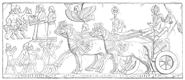 Nimroud Sculptures...Triumphal Return of the King to his Camp, 1850. Creator: Unknown.