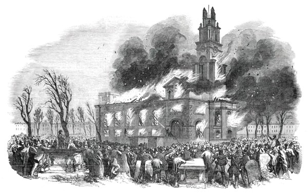 Burning of St. Anne's Church, Limehouse, on Good Friday Morning, 1850. Creator: Unknown.