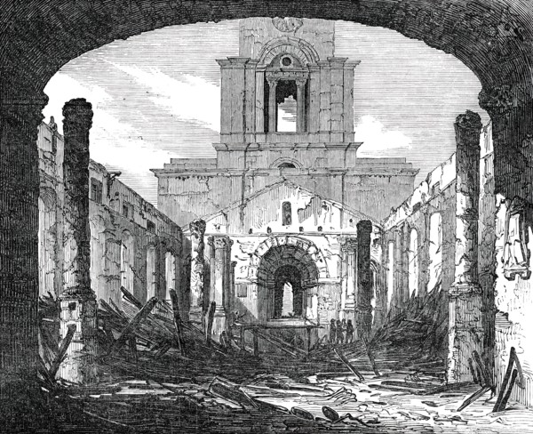 The Ruins [of St. Anne's Church], sketched from the East End, 1850. Creator: Unknown.