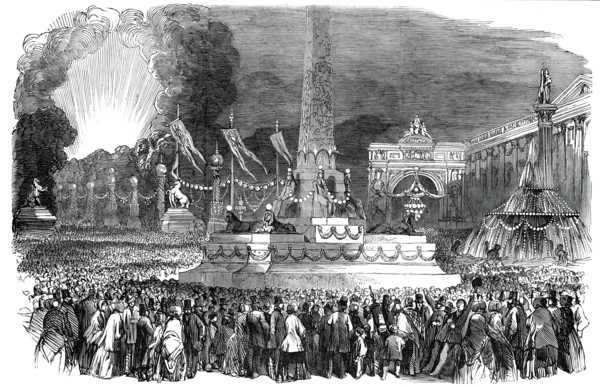 The Paris Fete - Illumination in the Place de la Concorde, 1850. Creator: Unknown.