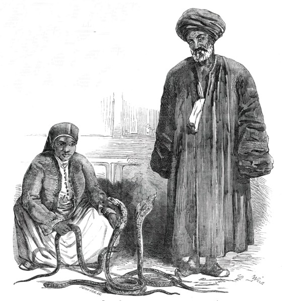 The Serpent-Charmers at the Gardens of the Zoological Society, Regent's-Park, 1850. Creator: Pearson.