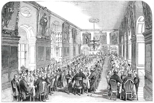 Annual Dinner of the Governors of Bridewell and Bethlem Hospitals, in the Hall, Bridewell, 1850. Creator: Unknown.