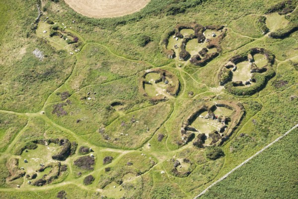 Chysauster an Iron Age to Roman settlement site with fogou, near Gulval, Cornwall, 2016. Creator: Damian Grady.