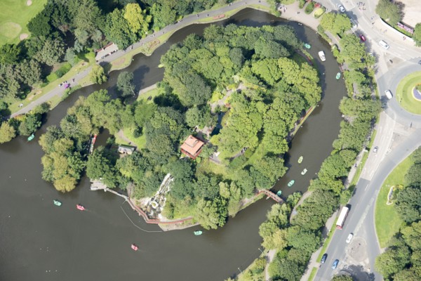 Island in Peasholm Park, Scarborough, North Yorkshire, 2017. Creator: Emma Trevarthen.