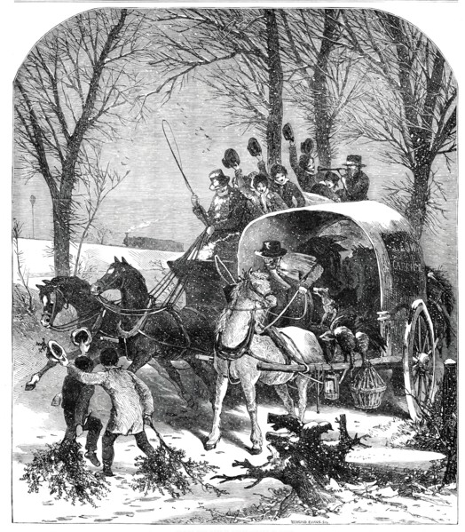 Country Road Scene in Winter - drawn by Foster, 1850. Creator: Edmund Evans.