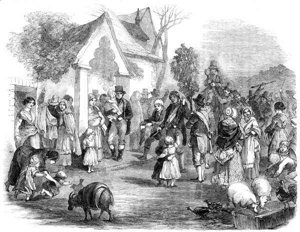 Hunting the Wren at Christmas - Procession of the Wren Bush and Wren Boys, 1850. Creator: Unknown.