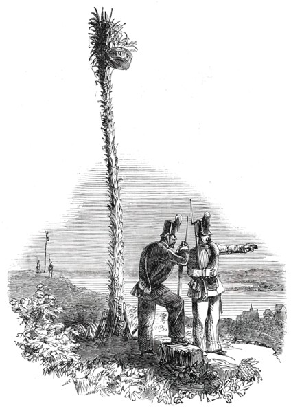 The War in Schleswig - Holstein Chasseurs and Night Fire - Signal Post, 1850. Creator: Unknown.