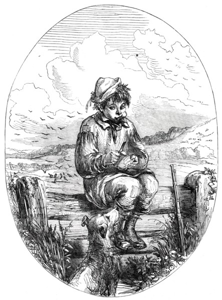 The Crow-Boy's Christmas Lunch - drawn by Phiz, 1850. Creator: Unknown.