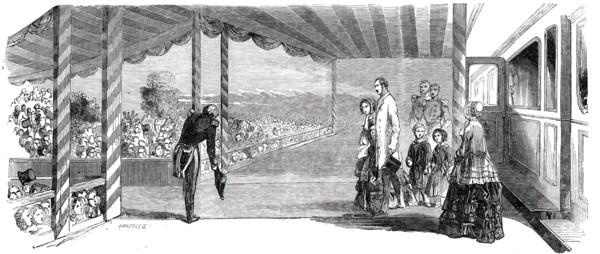 Queen Victoria and Prince Albert at the Railway Station at Edinburgh, 1850. Creator: Ebenezer Landells.