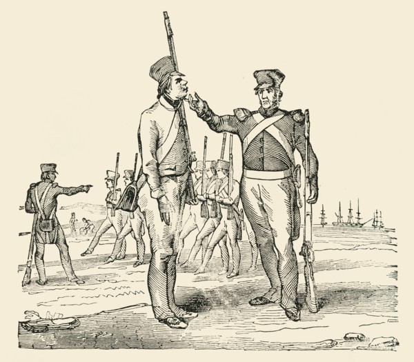 'Drilling raw Recruits', 1849. Creator: Unknown.