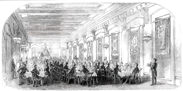 Grand Dinner in the Masonic Hall, at Montreal, 1850. Creator: Unknown.