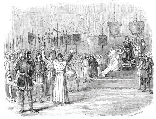 Philip of France and Marie de Meranie...at the Olympic Theatre, 1850. Creator: Walter George Mason.