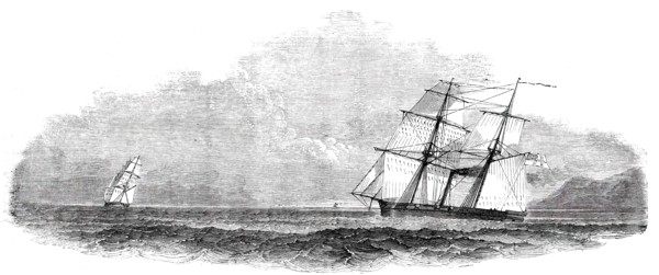 H.M. Steamer "Rifleman", in Chase of a Brazilian Slaver, 1850. Creator: Unknown.