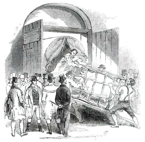The Annual Exhibition of the Smithfield Club - Carting away a Pig, 1850. Creator: Unknown.
