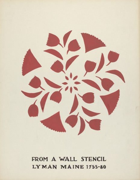 Design from Lyman, Maine 1755-1780: From Proposed Portfolio "Maine Wall Stencils", 1935/1942. Creator: Mildred E Bent.