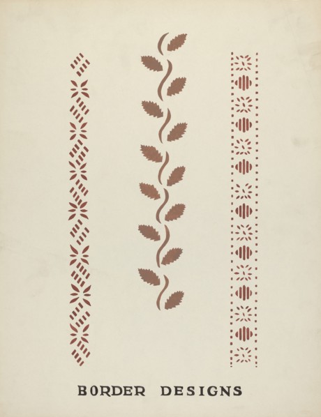 Border Designs from Proposed Portfolio "Maine Wall Stencils", 1935/1942. Creator: Mildred E Bent.