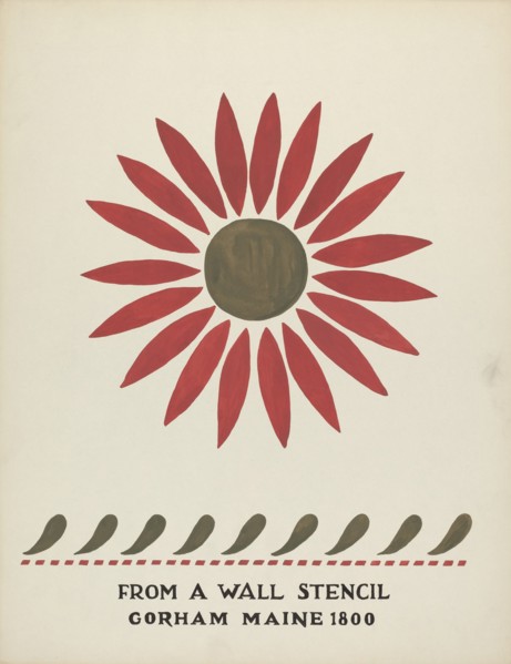 Design from Gorham, Maine 1800: from Proposed Portfolio "Maine Wall Stencils", 1935/1942. Creator: Mildred E Bent.
